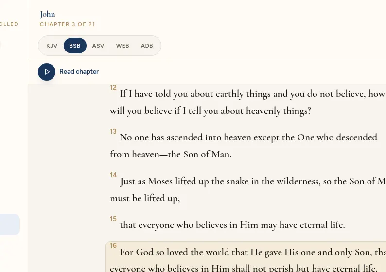 The reader switching between KJV and BSB