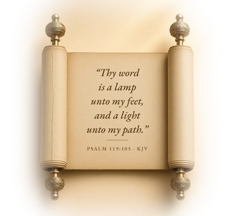 Thy word is a lamp unto my feet, and a light unto my path. Psalm 119:105, KJV